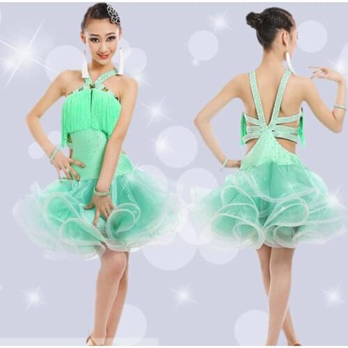 Girl Latin Dance Costume Stage Wear Outfits Kids Ballroom Dressing Rumba Samba Dance Clothes Chinese Folk Dancing Salsa Dresses