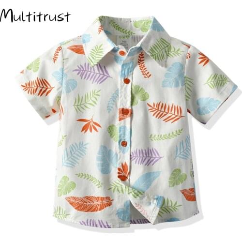 Summer Printed Shirt Boys Shirts Multicolor Blouse Beach Short Sleeve Baby Casual Boys Shirt Turn-down Collar For Children Top