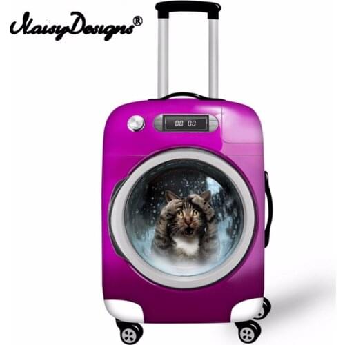 Noisydesigns Cat& Dog Print Luggage Suitcase Elastic Fashion Protective Cover Dust-proof Trunk Suitcase Case Cover for S/M/L