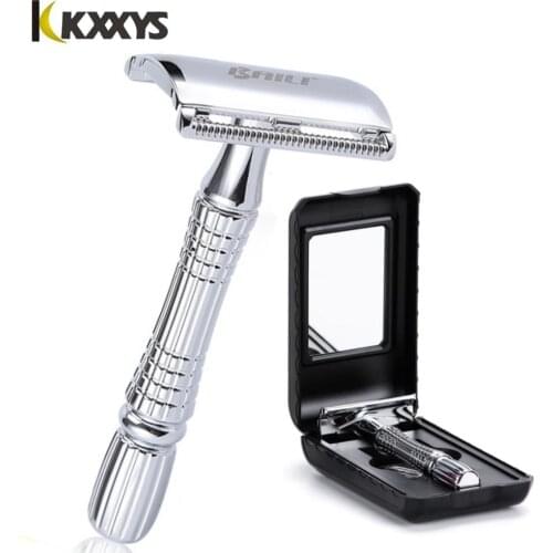 Short Handle Classic Safety Razor Double Edge Mens Shaving Steel Razor Gift Box Pack Cure Handle 1 Razor +1 Blade