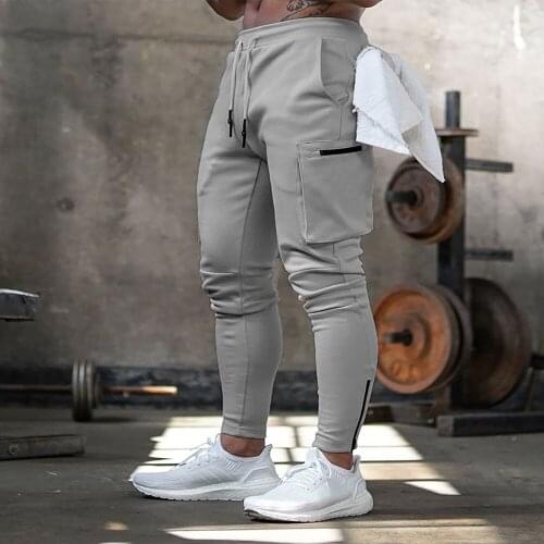 Men Pants New Male Tie-Down Foot Zipper Joggers Pants Men Fitness Clothing Streetwear Sportswear Multi-Pocket Casual Pants