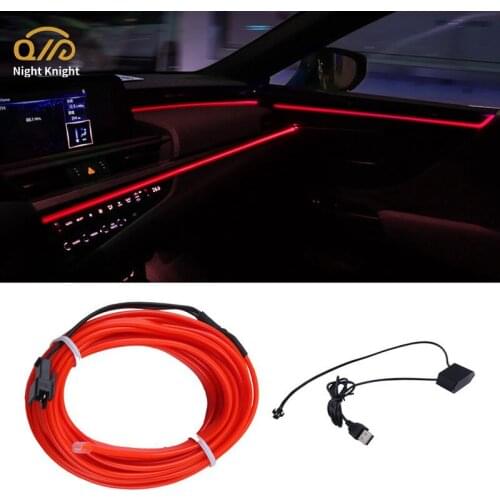 Night knight Car Red Cold Light Wire 1M 2M 3M 4M 5M LED Decoration Strip Interior Atmosphere Light Bar Neon Lamp Accessories