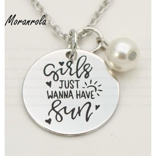 New arried " Girls just wanna have sun "Copper silver necklace &Keychain ,charm, Inspirational Jewelry for girl gift cute fun