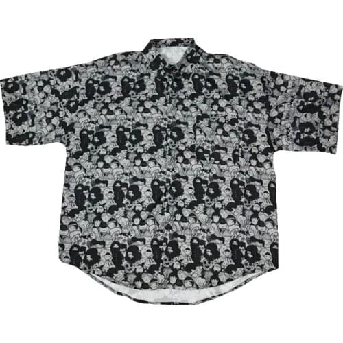 New Summer Shirt Women Streetwear Shirt Cartoon Pattern Print Shirt Loose Short Sleeve Blouse Vintage Man Shirt Plus Size Shirt