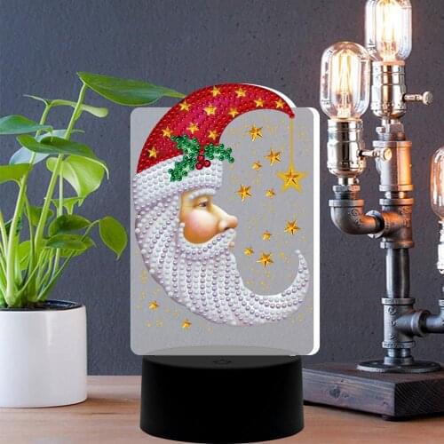 New Design 7 Colors Available Table Lamp Led Diamond Painting Moon Santa Light Diamond Embroidery Cross Stitch Rhinestone Decor