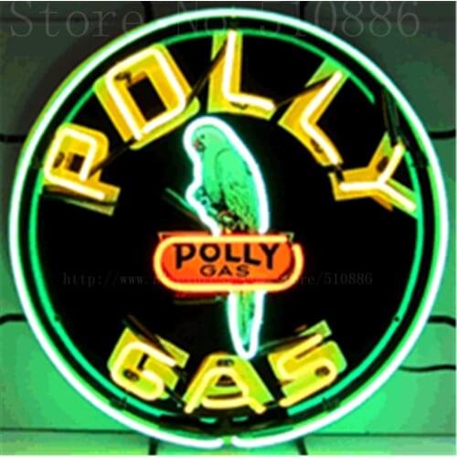 Polly Gas Car Glass Tube neon sign Club Pub Handcrafted Automotive signs Beer Club Pub Shop Store Signage Signage 18"x18"