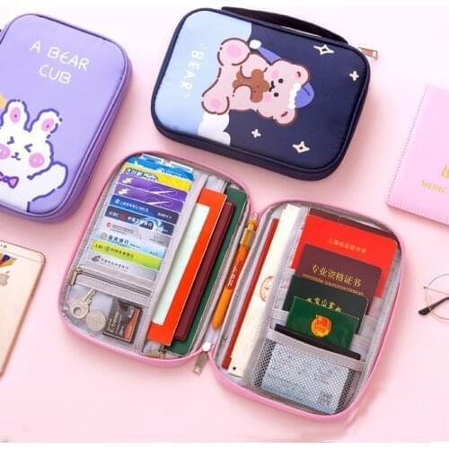 Portable Cute Passport Bag Large Capacity Document Purse Wallet Card Storage Pouch Men Women Weekend Travel Organize Accessory