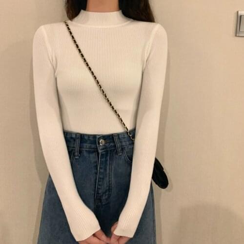 Womens Turtleneck Long-Sleeved Pullover Sweater Top Fall Winter Inner Wear Slim Fit Sweater