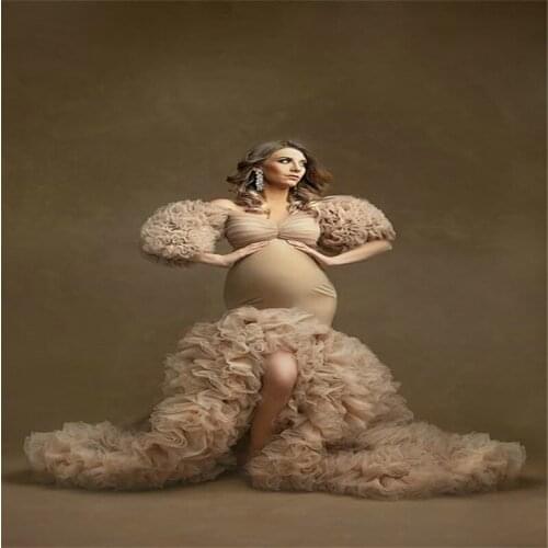 Pink Pregnant Night Gown Bride Sleepwear Robes Side Split Custom Made Dressing Gown Women Sexy Sleepwear Dresses