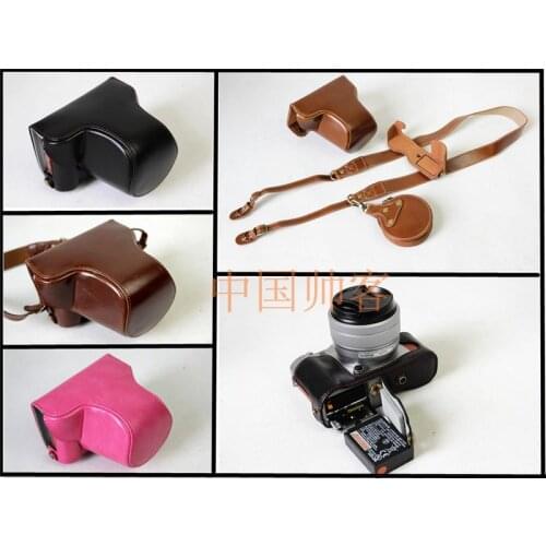 Camera Bag Pouch PU leather Digital Camera Case Cover with Strap Half Body For Fuji fujifilm xa5 xa10 xa20 XA7 X-A7 15-45mm lens
