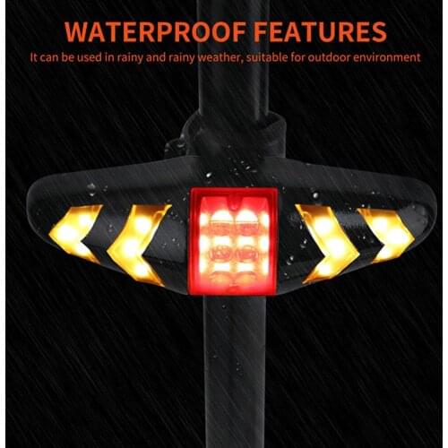 LED Bicycle Rear Tail Warning Lamp Wireless Remote Control Turn Signal Lights for Outdoor Cycle Biking Entertainment