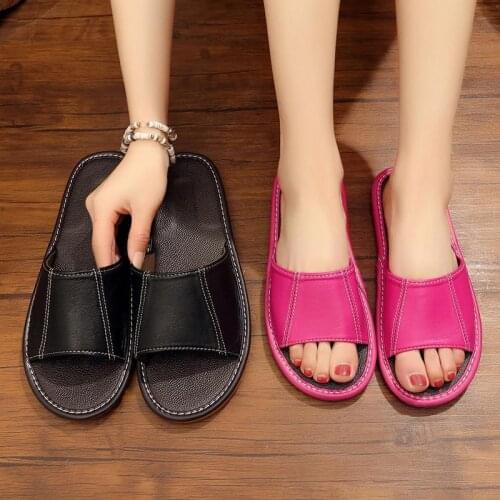 Special price for three pcs Color pink Sheepskin Slippers Women Household Leather Household Summer Skin Slipper lykj-yzl