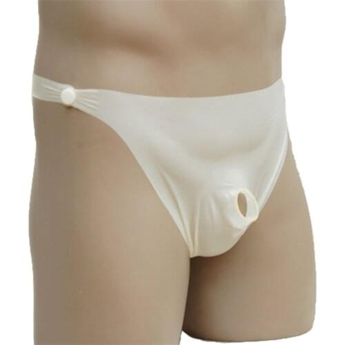 Sexy Male Latex Sofety Briefs with Penis Hole Men Underwear Sex Game Tool Underpants One Size RPA023