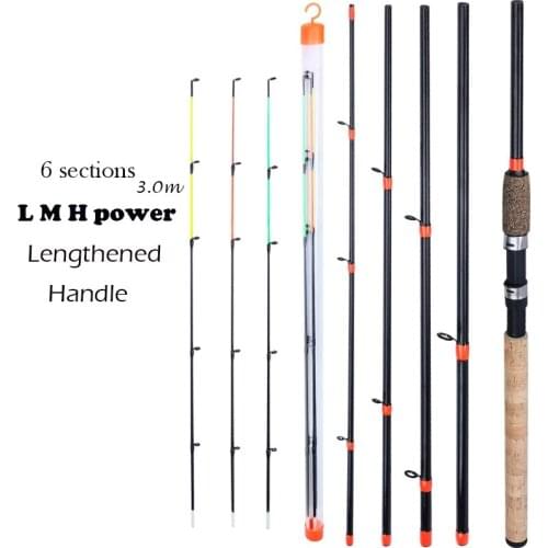 ZXZ New Feeder Fishing Rod Lengthened Handle 6 Sections Fishing Rod L M H Power Carbon Fiber Travel Rod Fishing Tackle