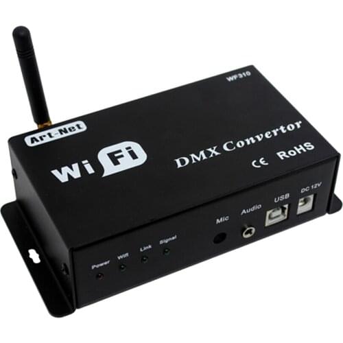 WF310 WiFi DMX Converter; DC12V Wifi to DMX Converter; Output:DMX 512 Signal (address-136);Communication protocol:Art-net,DMX512
