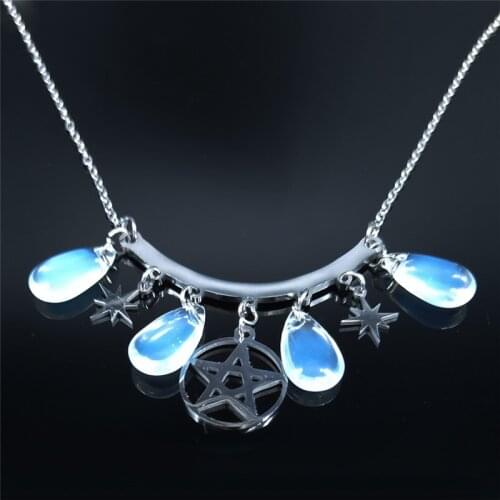 2021 Witchcraft Stainless Steel Necklace Women Silver Color Tassel Water Droplets Statement Necklace Jewelry joyas N3112S02