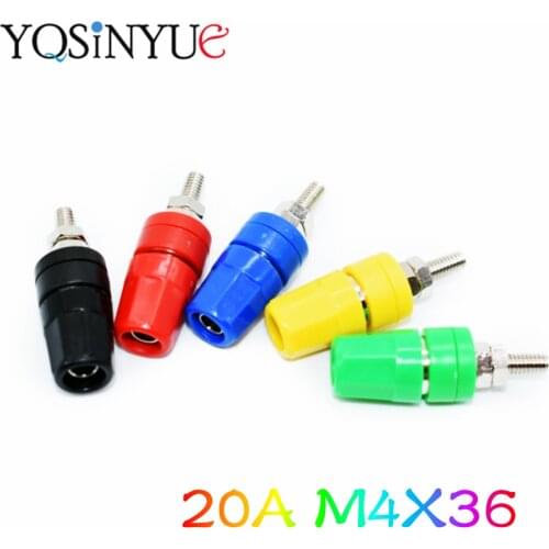 1PC 20A Banana Pulg M4X36 Type 4mm Red Yellow Blue Green Black Jack Socket Test Binding Post Terminal