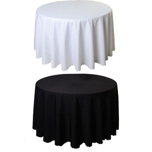 10PCS Polyester Round White Tablecloth For Wedding Hotel Table Cloth Table Cover Overlay tapetes nappe mariage Tablecloth Black