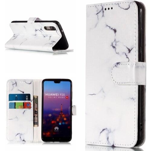 100pcs/lot Coloured drawing Marble 2 card leather wholesale cover case for Huawei Ascend P20 P20 lite P20 plus P30 P30 lite pro