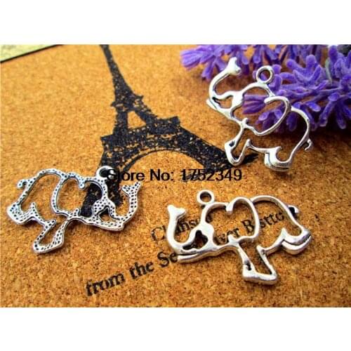15Pcs Elephant charms--Antiqued Tibetan silver Elephant Charms/Pendants 31x24mm