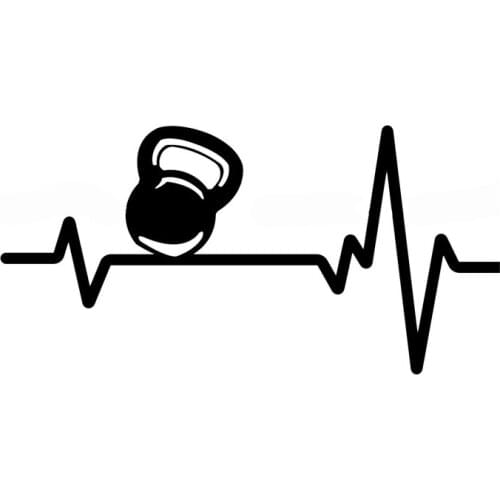 16.5CM*8.2CM Fashion Bell Ball Dumbbell Heartbeat Vinyl Black/Silver Car Sticker C22-1202