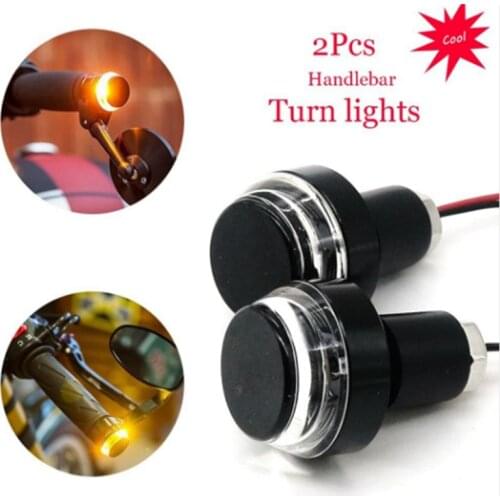 2pcs Flashing Motorcycle Handlebar Top Led Blinker Lights Motorcycle Turn Signal Light White Turn Amber Indicator Moto Accessory
