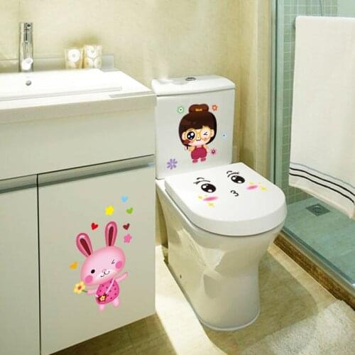 3 sets cartoon wall stickers childrens toilet stickers bathroom decoration stickers refrigerator stickers can be removed