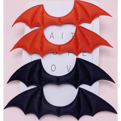 30Pcs/Lot 13.5**4CM Black Red Demon Bat Appliques For DIY Halloween Costume Vampire Hairpin Decoration Patches