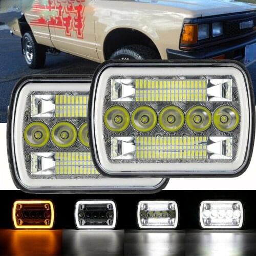 7x6 5X7 inch Car LED Square Headlights Day Running Light Hi-Lo Beam for Jeep Wrangler YJ/Cherokee XJ/MJ Comanche Off-Road