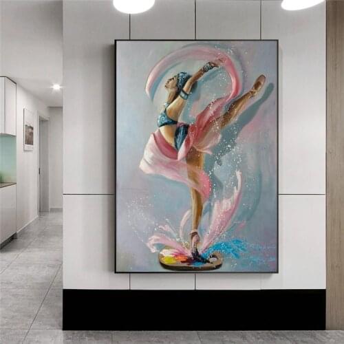 Abstract Ballerina Oil Painting on Canvas Posters and Prints Dance Ballet Girl Wall Art Decorative Picture for Living Room Decor