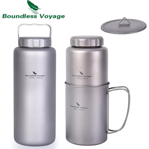 Boundless Voyage Titanium Water Bottle Big Capacity Leak-Proof Cycling Camping Sport Drinking Bottle 1050ml Ultralight Canteen