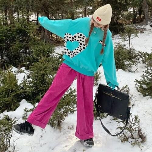 Casual Pants Women Corduroy Baggy Solid Rhodo Wide Leg Simple Harajuku Streetwear Ins All-match Cute Soft High Quality Hot Sale