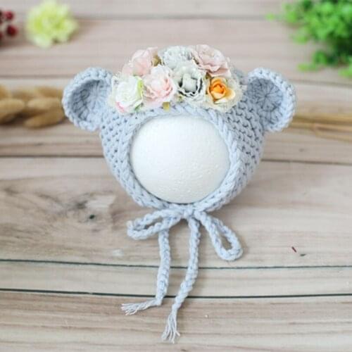 Newborn flower bonnet hat photography props Baby girl boy ruffle hat photo props