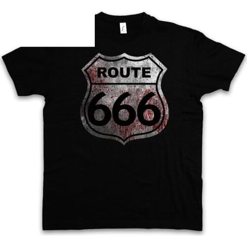 2019 New 100% Cotton T-Shirt Men Clothing Plus Size Route 666 T-Shirt Satan Highway Biker Race Us Car Road To Chopper Hell Shirt