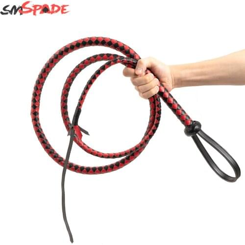 165cm Long Faux Leather handmade Bullwhip Heavy Duty Riding Whip Red and Black adult sex product flirting sex toys
