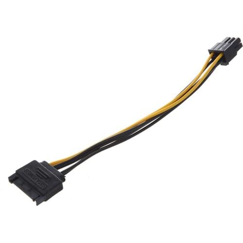 PC SATA 15 Pins Male to ATX 6 Pin Female Power Cable Converter 7.9"