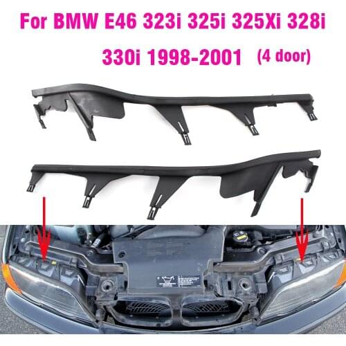 Car Front Upper Headlight Cover Strip Set Trims Headlight Sealing Strip Gasket For BMW E46 4 Door 323i 325i 328i 330i 1998-2001