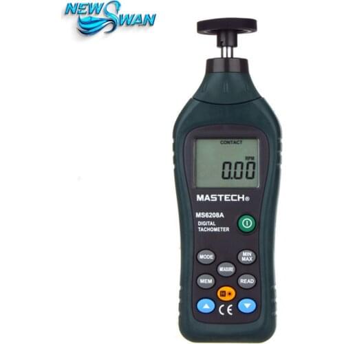 MS6208A Contact Digital Tachometer RPM Meter Rotation Speed 50-19999RPM