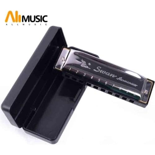 SWAN Harmonica BLUES SW1020-1 10 Hole C tone harmonica with case Brass stainless steel