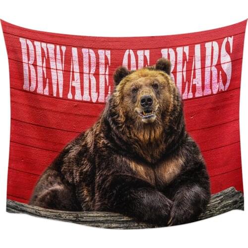 Bear Red Wood Grain Tapestry Wall Hanging Home Wall Decor Blanket Bedroom Tapestry Yoga Mat