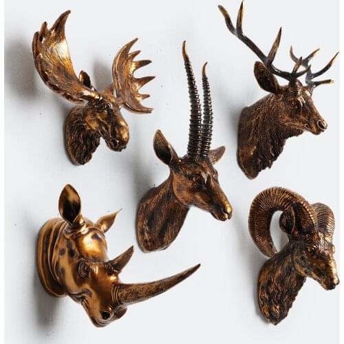 [MGT] Home Furnishing deer head animal head hanging wall of the living room decoration head rhinoceros statue sculpture estatua