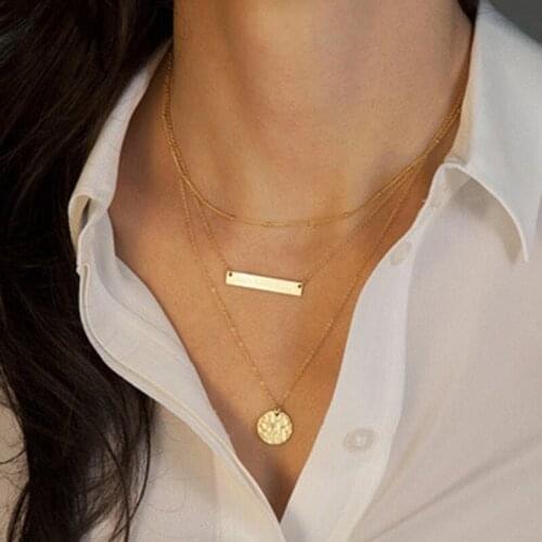 European and American fashion style 2018 new money geometric metal sequins multilayer ms necklace