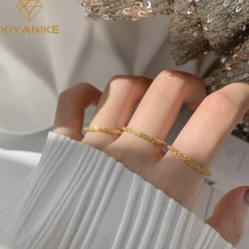 XIYANIKE 2021 Trend Shiny Rhinestone Thin Circle 925 Sterling Silver Ring For Female Fashion All-match Birthday Anniversary Gift