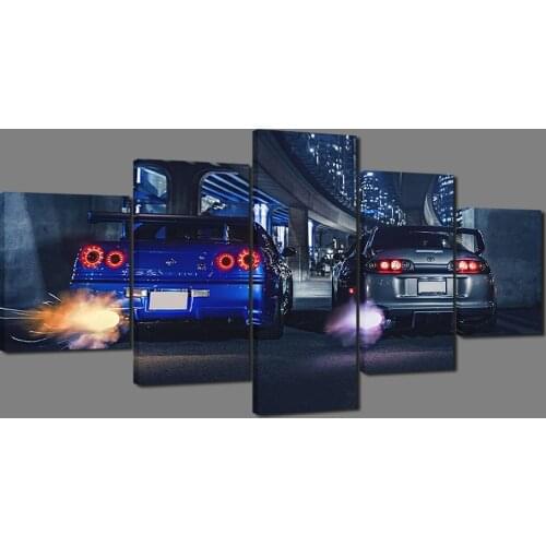 Modular Canvas HD Prints Technology Pictures Blue Racing Car Wall Art Painting Home Decor Posters For Living Room No Framework