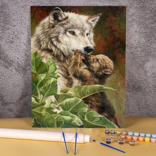 Animal Wolf Coloring By Numbers Painting Kit Acrylic Paints 40*50 Canvas Painting Home Decor For Children Wall Handicraft