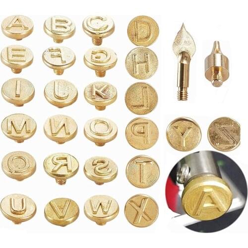 Wood Burning Kit 26 English Letters Carving Pyrography Pen Kit Flipping Word Embossing Pyrography Tool Craft Set