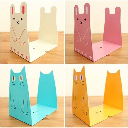 New Creative cute cartoon Cat Rabbit book stand Metal Bookends School Student Childress gift 902
