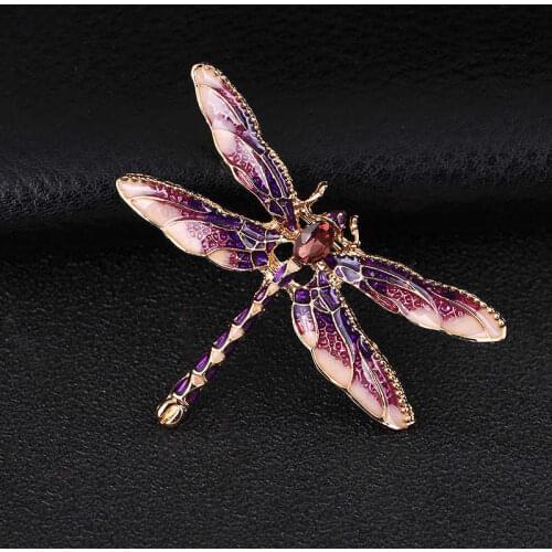 New Creative Dragonfly Alloy Women Crystal Jewelry Chain Brooch For Women Gift Clothing Accessories