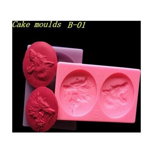 Wholesale Silicone mold K377-b Wolf head shape Decoration clay mold Fondant cake mould Baking mold