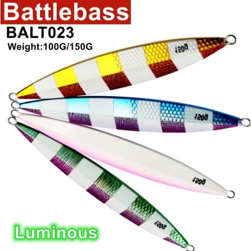 BATTLEBASS Sinking Metal Jigs 150g 100g 1pcs 4pcs luminous jigging lure lead fish Artificial swimbait sea fishing lure set